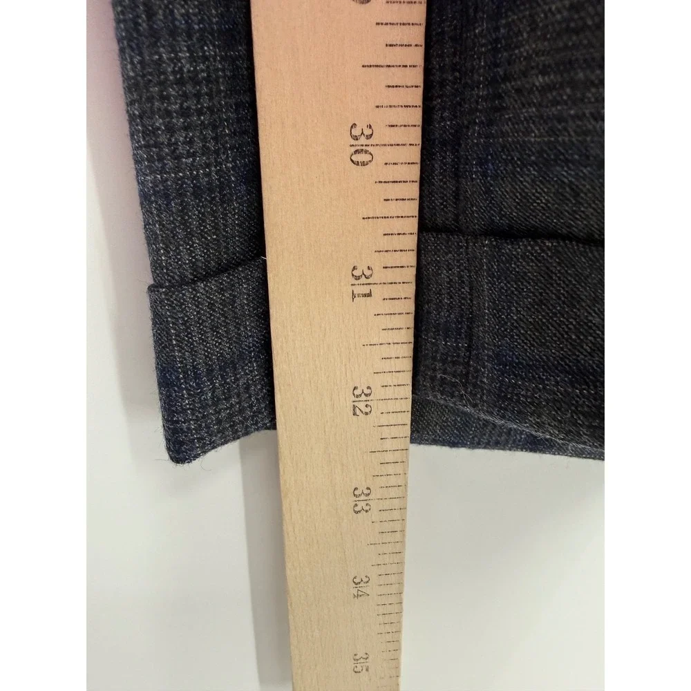 Hart Schaffner‎ Marx Dress Pants Mens 42R Gray Blue Plaid Pleated Cuffed Wool